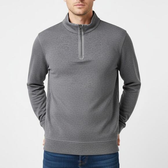 Hugo Boss Half Zip Pullover Men’s XL Gray Regular Fit Long Sleeve - Picture 1 of 14